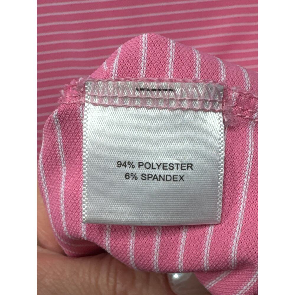 Peter Millar Summer Comfort Men's Pink White Striped Polo Shirt - Size XL - Picture 4 of 5